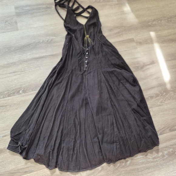Free People Linen Blended Brown Backless Maxi Dress XS - Picture 2 of 6